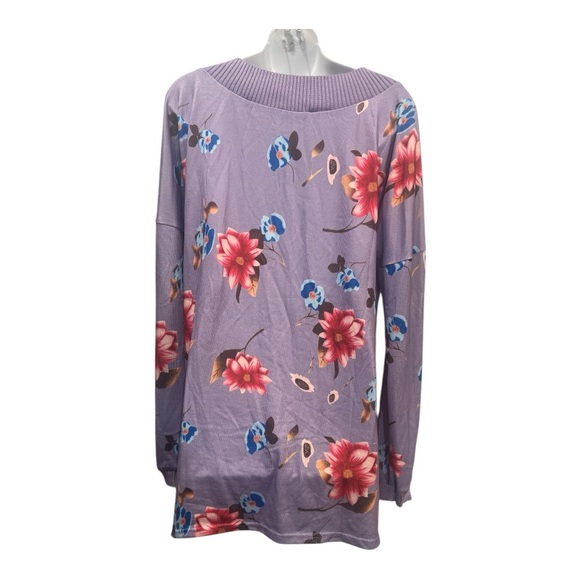 MISSLOOK top long sleeve lavender with floral pattern size 2XL - Picture 3 of 9